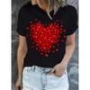 Summer Round Neck 3D Heart Graphic Print Top Fashionable Casual Short Sleeved Women's T-shirts