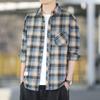 Spring and Autumn New Plaid Shirt Men's Lapel Shirt Korean Version of Loose Versatile Casual Long-sleeved Shirt Versatile