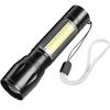 511 Mini USB Rechargeable LED Flashlight with COB Telescopic Zoom and Logo Printing
