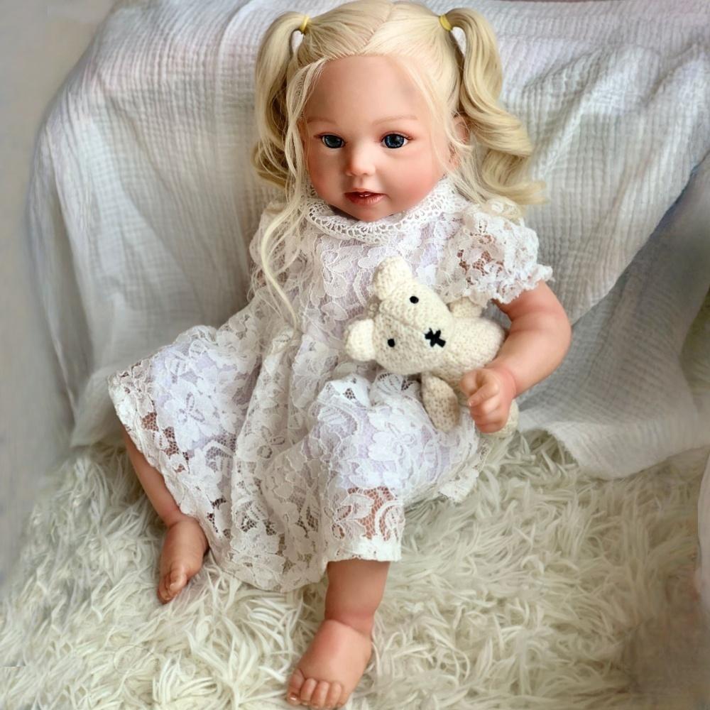 50см Блондинка Кукла Реборн Косплей Девушка Принцесса Мягкое Тканевое Тело Кукла Новорожденный Игрушки Высокопигментированная Роспись Кукла Симуляция Сопровождающий Подарок для Детей