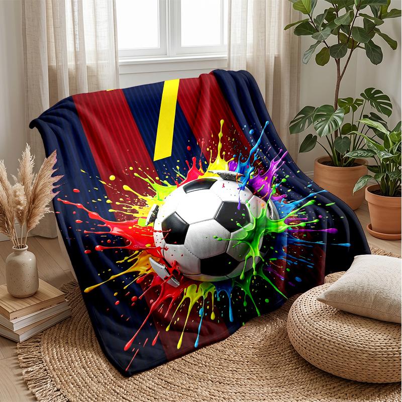 Neon Soccer Kingdom Theme blanket Lightweight Warm Flannel Blanket Decorative Throw Blanket for Home Decoration