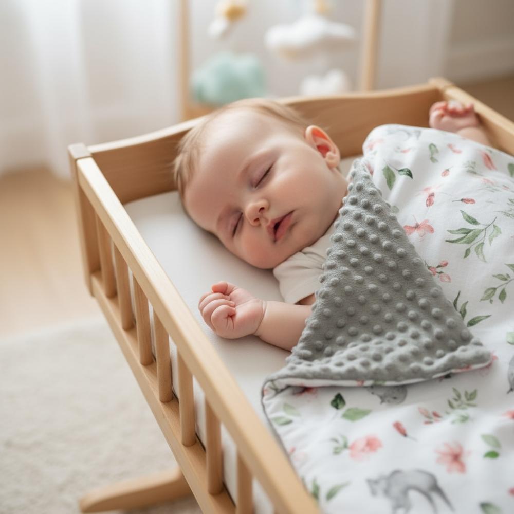 Blanket, plaid, throw, MINKY 75x100 (gray + small hippos)