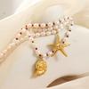 Океанский Ветер Морская Звезда Жемчужное Ожерелье Женское, Простое Металлическое Украшение Ветер Ракушка Кружево на Шею