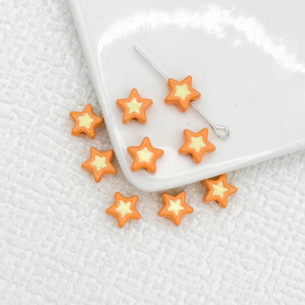 Двухцветные бусины в форме пятиконечной звезды из сплава для самостоятельного изготовления украшений и браслетов.