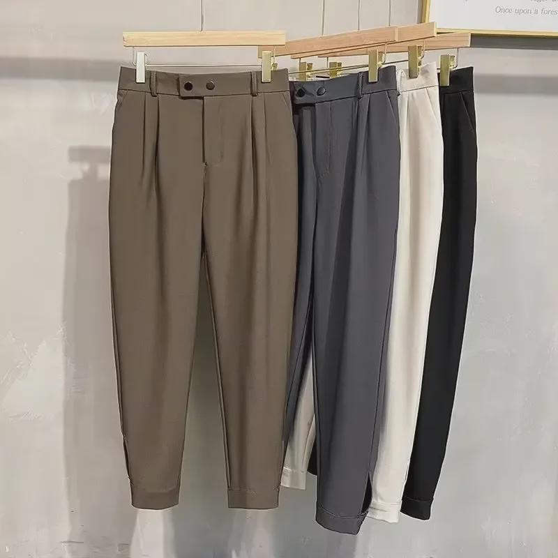 Мужские модные укороченные шаровары в корейском стиле — универсальный, драпированный костюм, подходящий для весны и лета