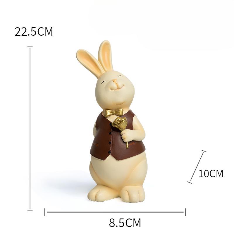 Creative Design Couple Bunny Ornaments Home Tabletop Living Room Resin Craft Decoration Valentines Day Wedding Gift