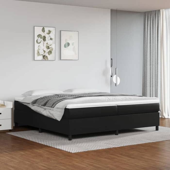 Maison Exclusive - Sommier à lattes de lit avec matelas Noir 200x200 cm Similicuir