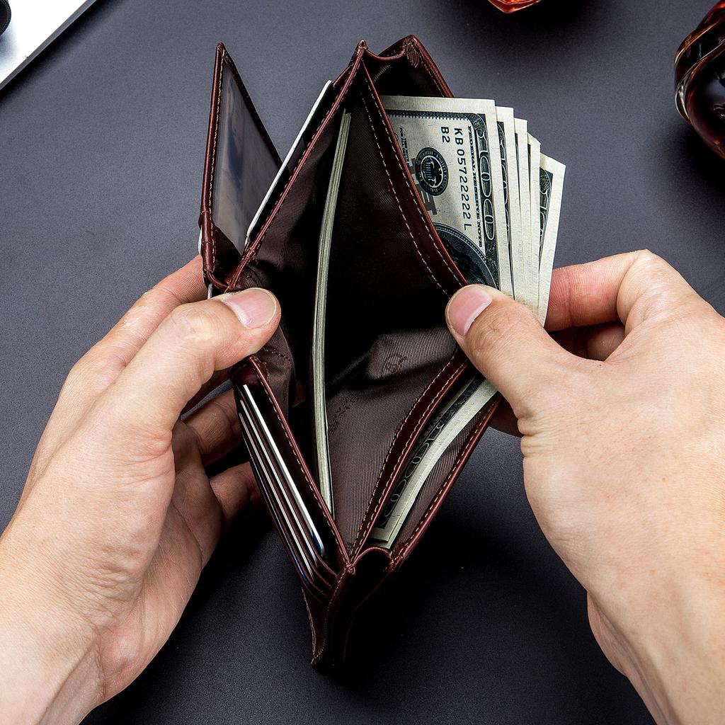 Leather Wallet Large Capacity Wallet Credit Card Holder for Men with 15 Card Slots