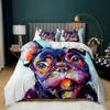 Cartoon Dog Duvet Cover Set Multicolor Watercolor Cute French Bulldog Bedding Set for Girl Boy Polyester Puppy Theme Quilt Cover