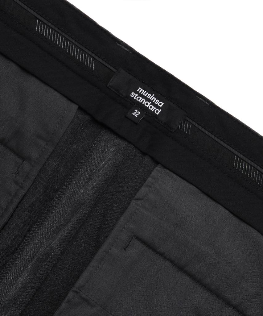 MUSINSA STANDARD Semi-Wide Slit Hidden Banding Slacks [Charcoal Gray]