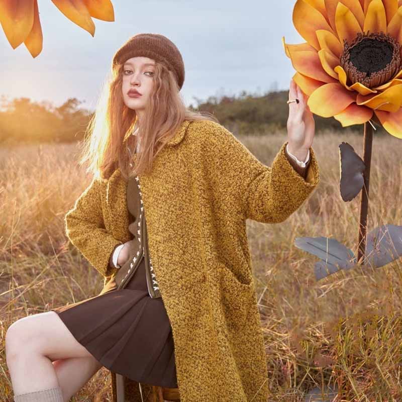 Лацкан кофейного цвета с застежкой-молнией свитер кардиган осень и зима новый винтажный короткий пальто женщина