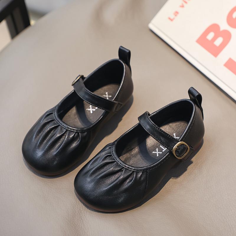 2024 New Girls Flats Versatile Soft Breatheable Simple Pleated Non-slip Children Fashion Casual Moccasin Shoes Drop Shipping PU
