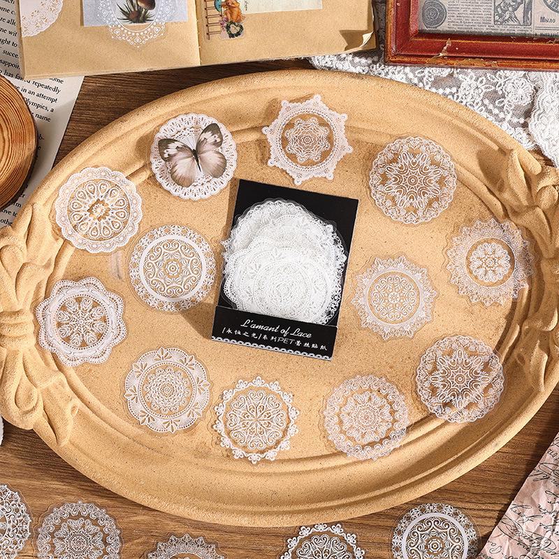 Декоративные наклейки из ПЭТ с кружевным узором для самостоятельного изготовления коллажей и справочников