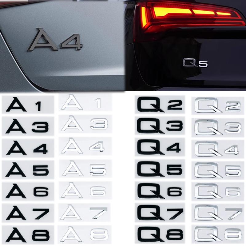 ABBC1 Для A1 A3 A4 A5 A6 A7 A8 Q2 Q3 Q4 Q5 Q6 Q7 Q8 Буквы Эмблема Наклейки Наклейки На Заднюю Крышку Багажника Автомобиля 3D ABS Аксессуары