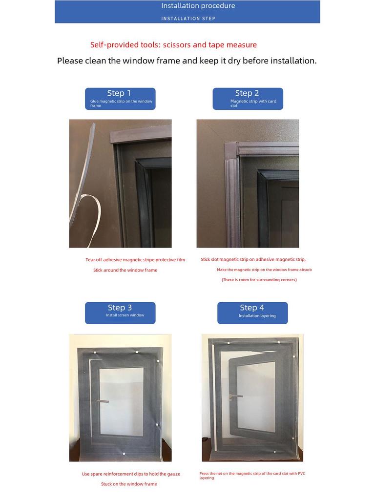 Removable Self-Adhesive Magnetic Mosquito-Proof Invisible Screen for Windows