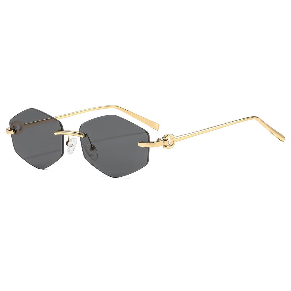 European And American Fashion New Irregular Sunglasses, High-End Frameless Plain Makeup Versatile Trendy Sunglasses, Women'S Street Shooting Glasses