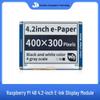 Модуль E-Paper дисплея 4,2" для Raspberry Pi 4B с интерфейсом SPI и низкопотребляющим встроенным преобразователем уровней.