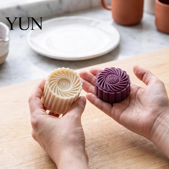 Festive Pastry Molds 12PCS Double Ended Mooncake Mold with Scalloped Edge, Floral Texture Hand French Lace Cookie Cutter Press Stamp, DIY Dessert