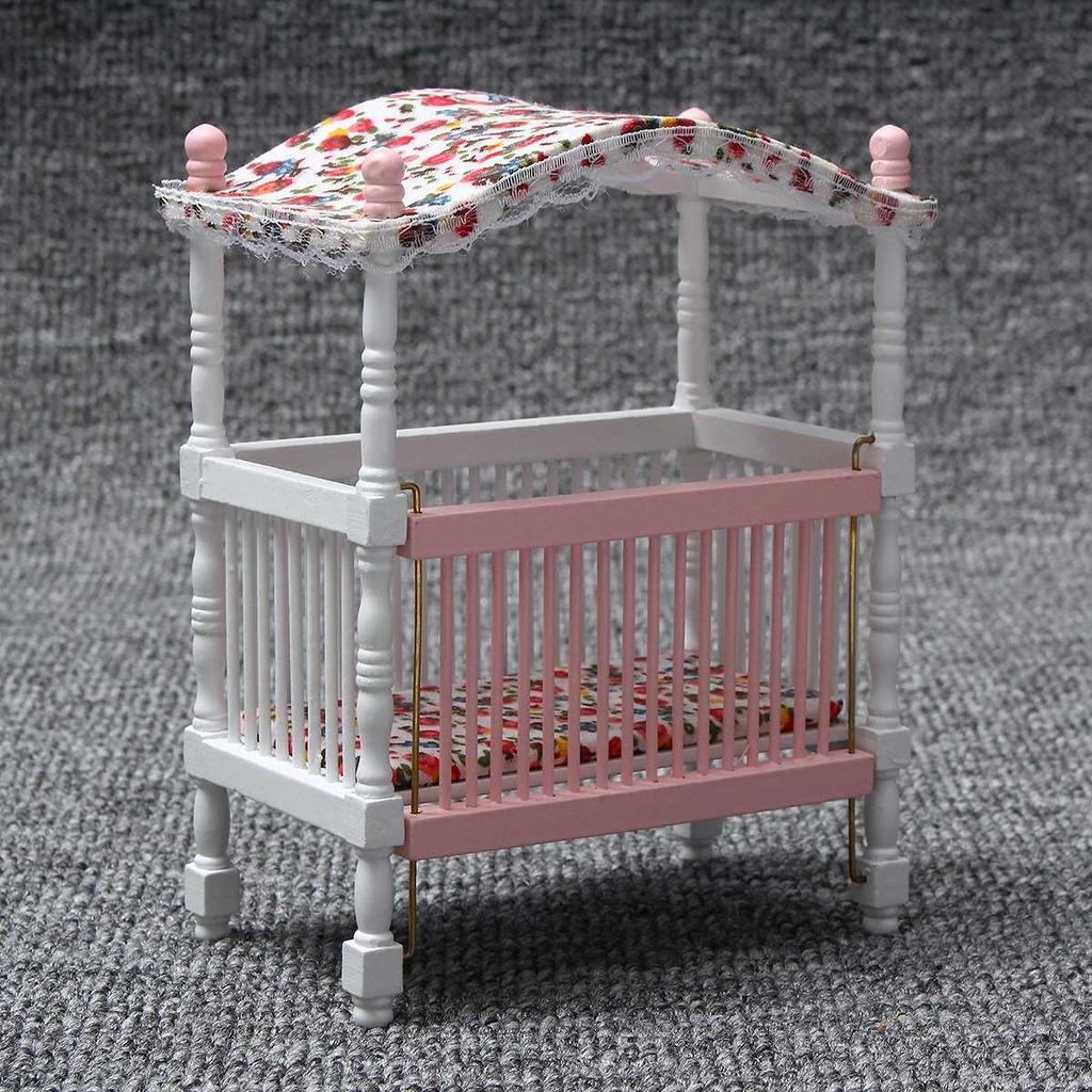 6 шт. / Компл. Деревянный DIY мини кукольный домик мебель для спальни набор игрушек 1/12 имитация мебели модель игрушки для украшения кукольного домика розовый