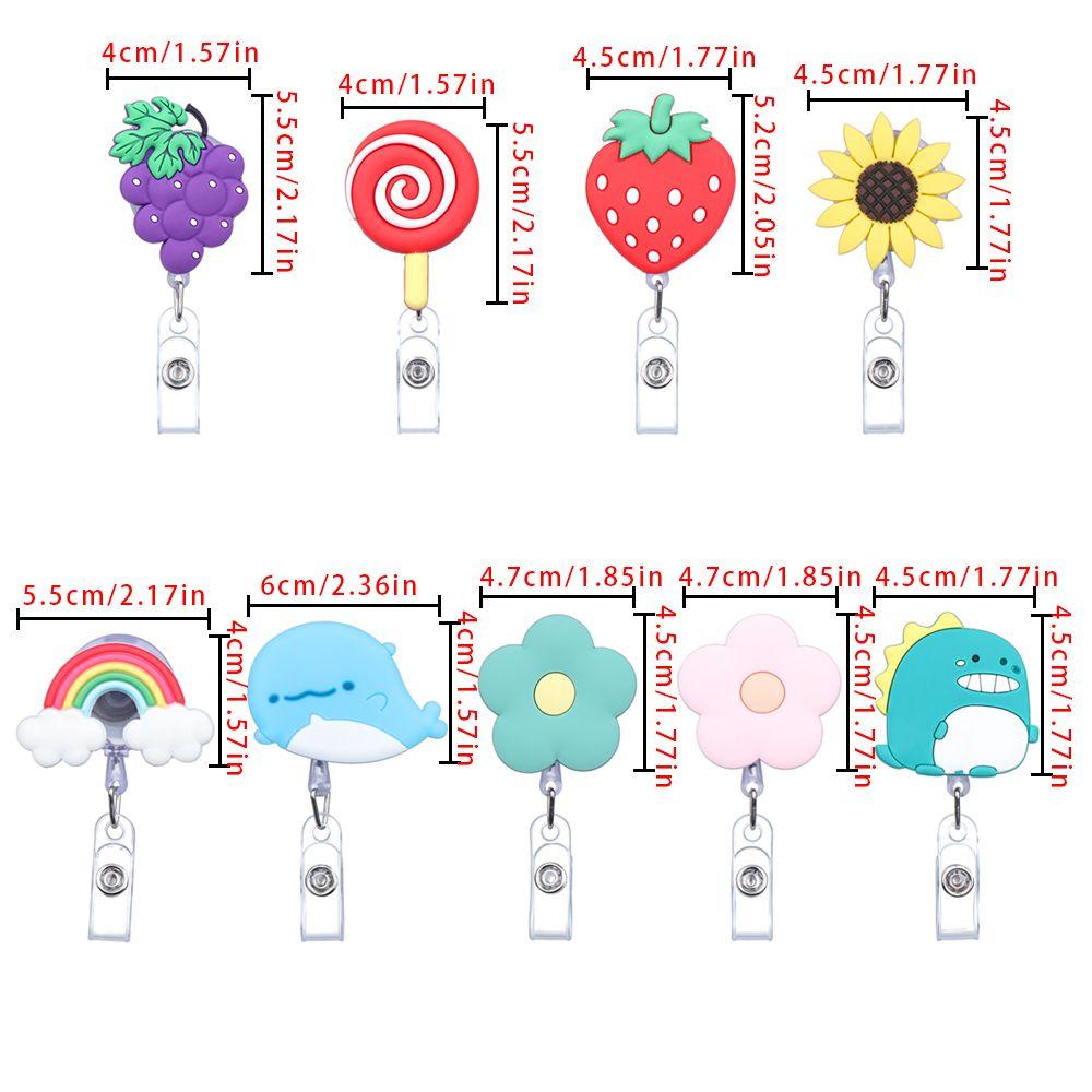 Clip Fruit Accessories Flower Cartoon Silicone Badge Reel ID Badge Card Clips Colorful Badge Holder