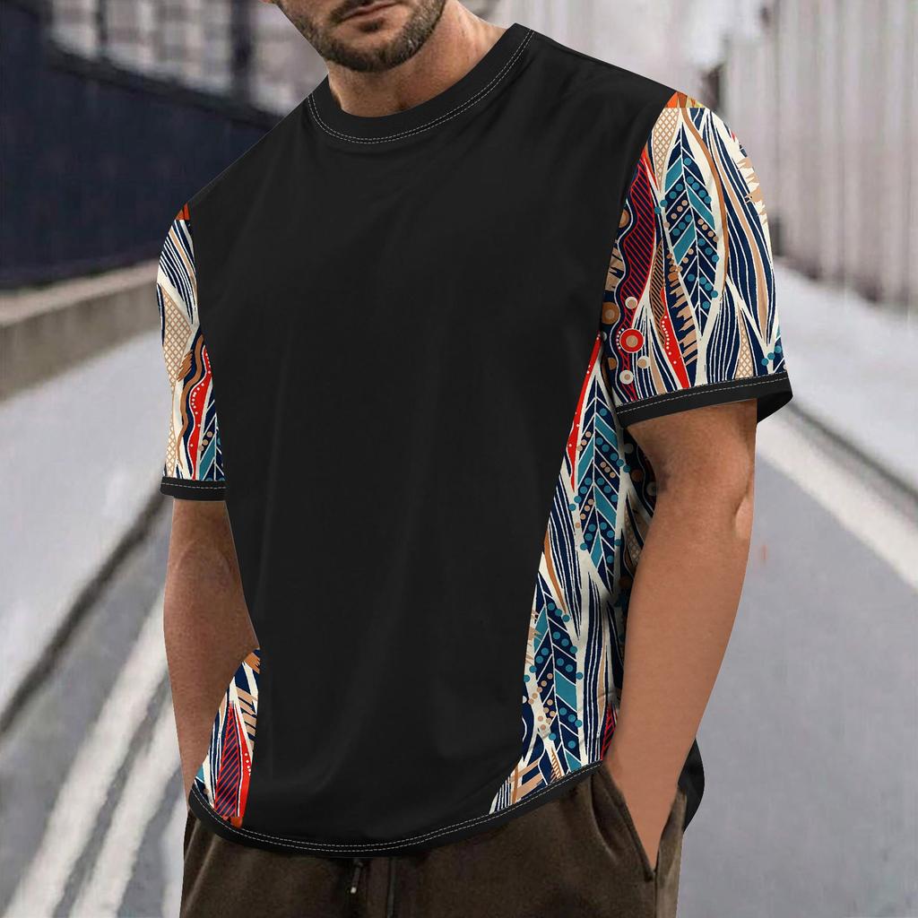 Летняя мужская популярная футболка с круглым вырезом и коротким рукавом с принтом