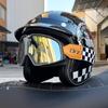 L5U3C Certified ORZ Vintage Harley Motorcycle Helmet Men's and Women's Electric Pedal Half Overlay 3/4 Half Helmet Winter
