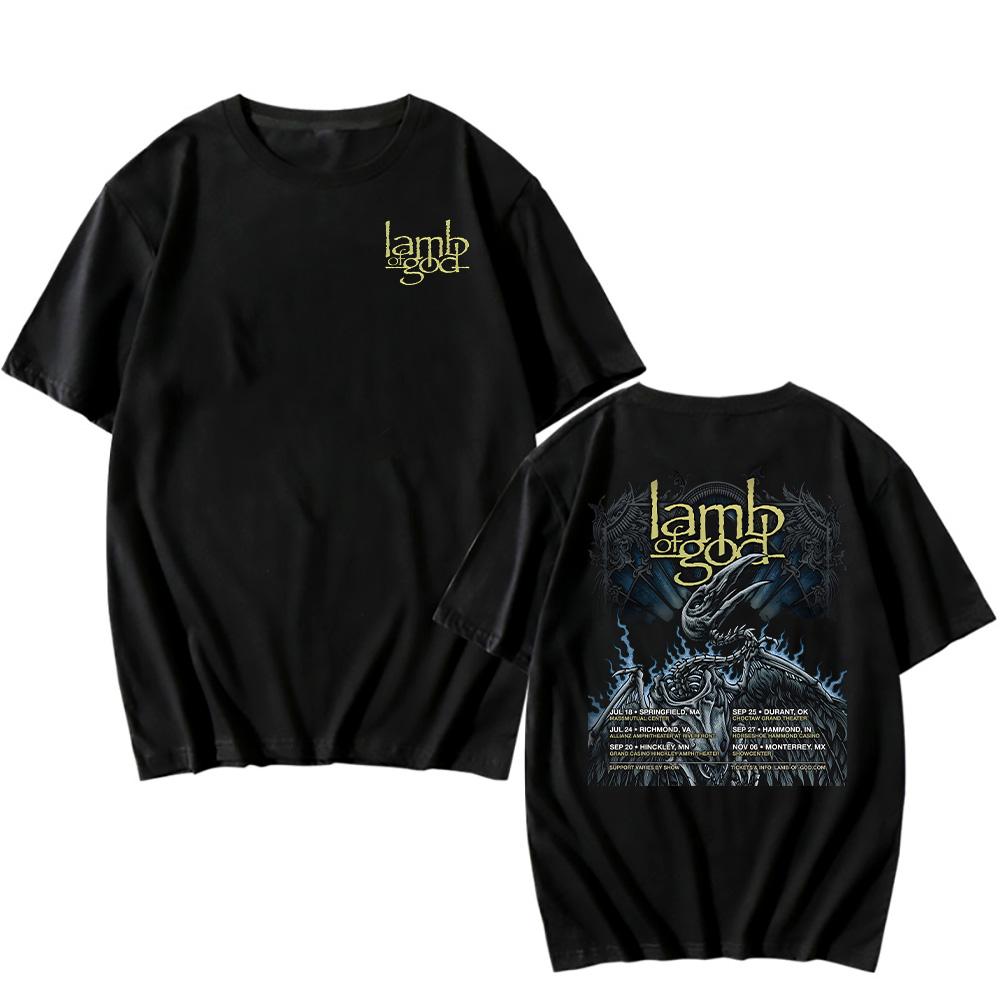 Футболки Lamb of God Tour 2025, винтажные двухсторонние футболки, летние женские/мужские хлопковые футболки, гранж-мода, свободная уличная одежда