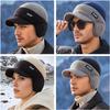 New Winter Hat Fur Lined Beanie Warm Earflap Brim Cap Stylish Hats For Men Outdoor Thicken Ski Sports Knitted Hat Warm Gift