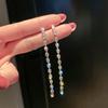 Geometric Zircon Crystal Earrings for Women Bijoux Zinc Alloy Color Long Tassel Dangle Earrings Weddings Zircon Gifts