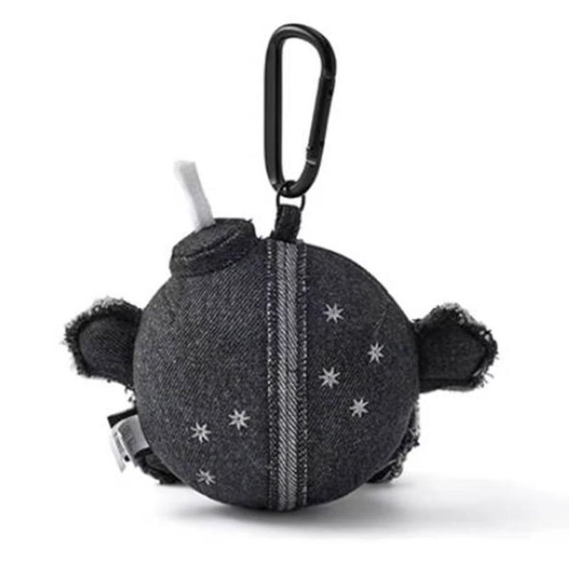 *New 9cm Fan Keychain Plush Collection Grey Coal Balls Plush Doll Pendant Toy Cartoon Cute Plush Doll Pendant Toy For Kid Gift