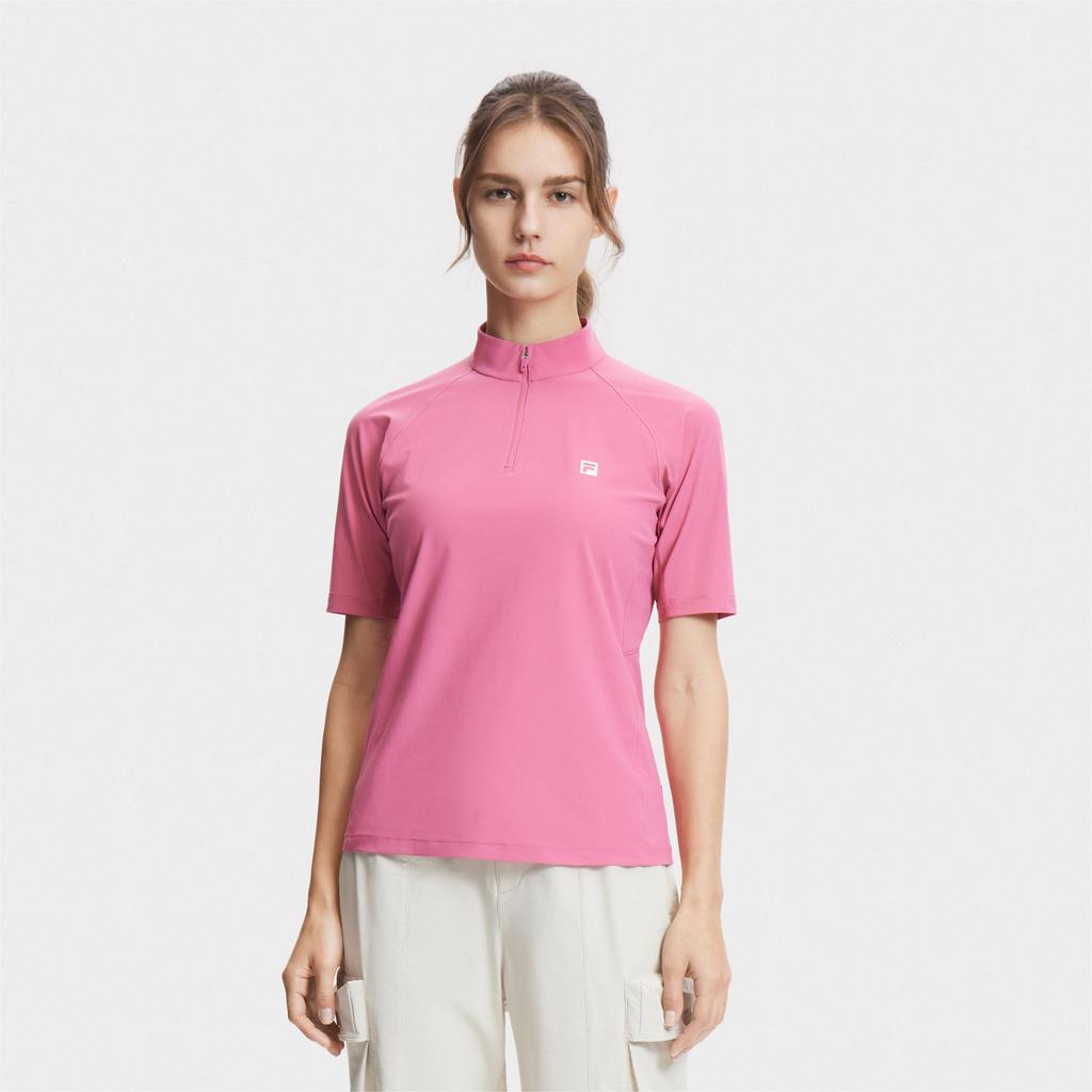 Fila Explore Series Solid Color Pullover Short Sleeve T-Shirt Women Tops Spring-Plum-Red A11W427102FPC