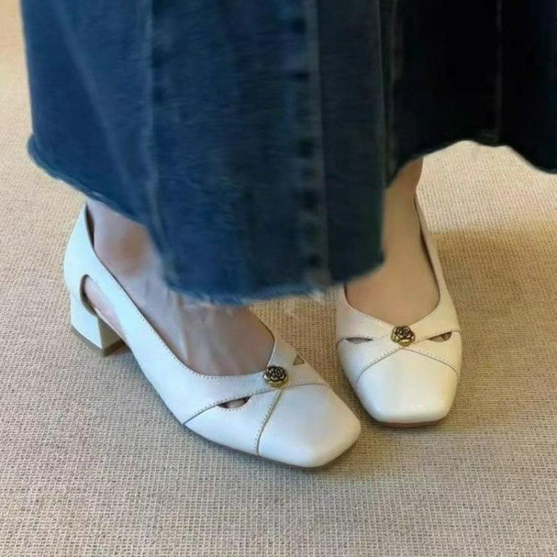 Модные туфли на высоком каблуке большого размера, удобная обувь для женщин 2025, каблуки, квадратный носок, дышащие, костюмные, женские, новая модная женская обувь