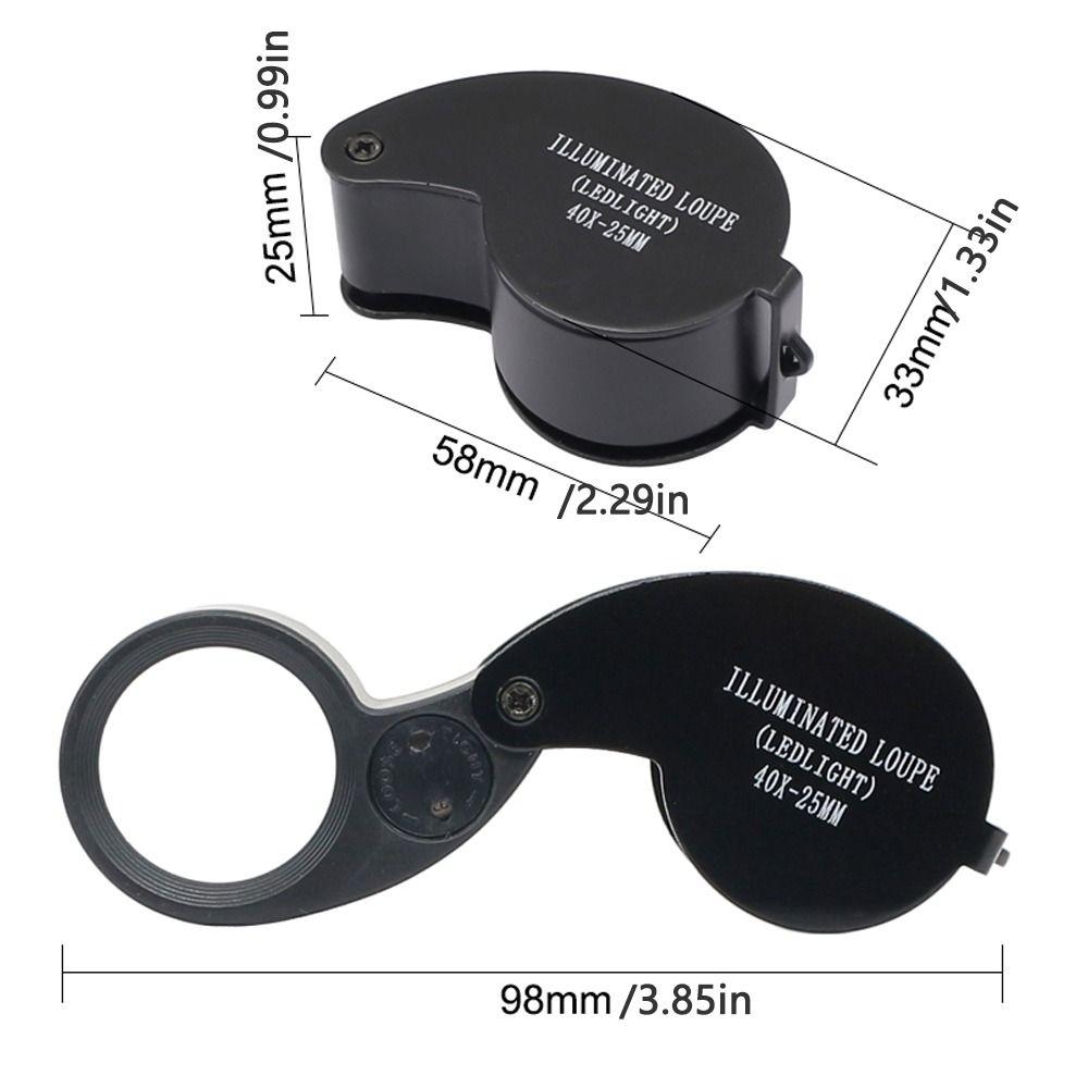 Illuminated Loupe Foldable Magnifier Handheld 40X Magnifying Glass Pocket Reading