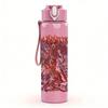1PC Faint city map line sketch print 750ml colorful plastic sports water bottle leakproof pop up lid with straw for outdoor work home use