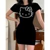 Мода Y2k Женское 2024 Лето Сексуальное Облегающее Мини-платье Вечеринка С принтом Hello Kitty Свободное Короткое Платье