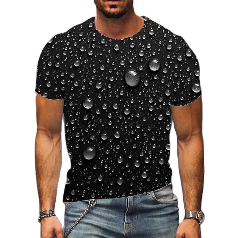 Мужская футболка с каплями воды, модные повседневные футболки с 3D круглым вырезом и короткими рукавами в стиле хип-хоп, уличная одежда с принтом в стиле Харадзюку, топы
