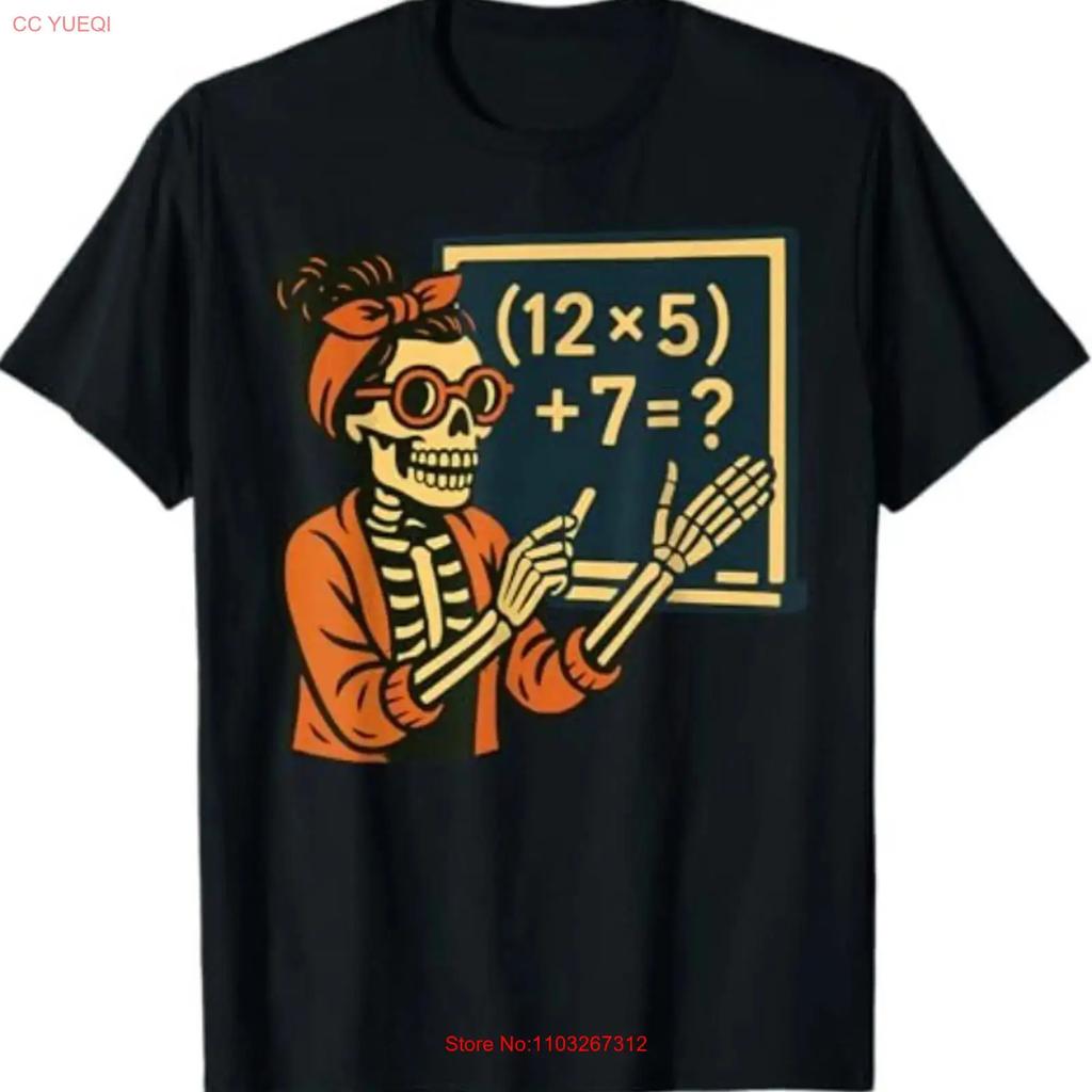 Halloween Teacher Six Seven Meme 6 7 Skeleton Spooky Costume T Shirt Vintage Streetwear Slightly Soft Homme
