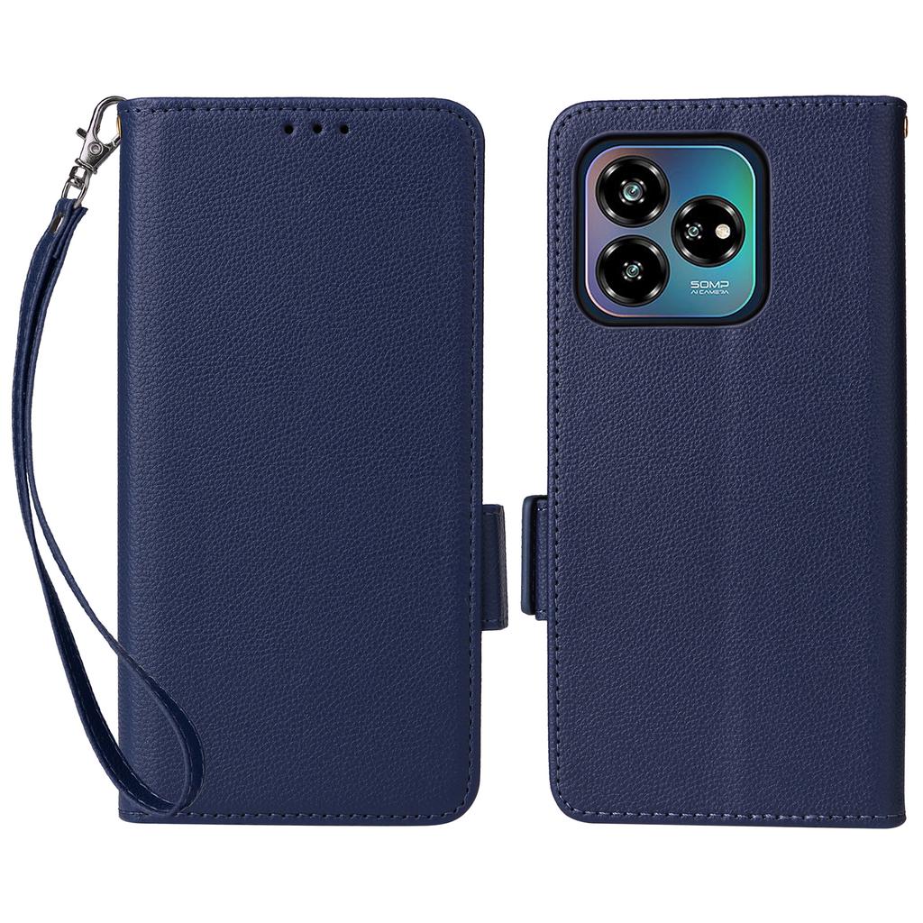 Чехол для ZTE Axon 60 Lite/Blade V60 Vita с ремешком на запястье, текстура личи, кошелек из ПУ кожи, чехол для телефона