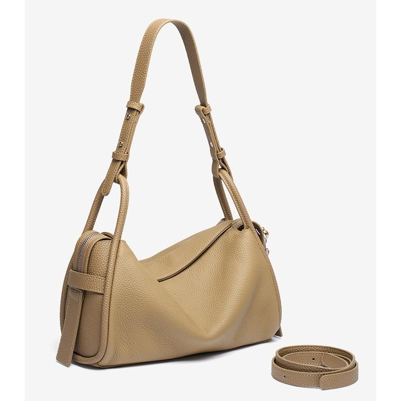 Minimalist Genuine Leather Hobo Shoulder Bag, Top Grain Cowhide Underarm Bag for Women