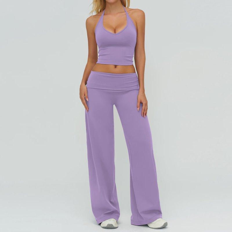 Women's Tracksuit Fitness Suit Two Piece Yoga Sets Women Sportswear Workout Sports Bra High Waist Flared Pant Gym Clothing