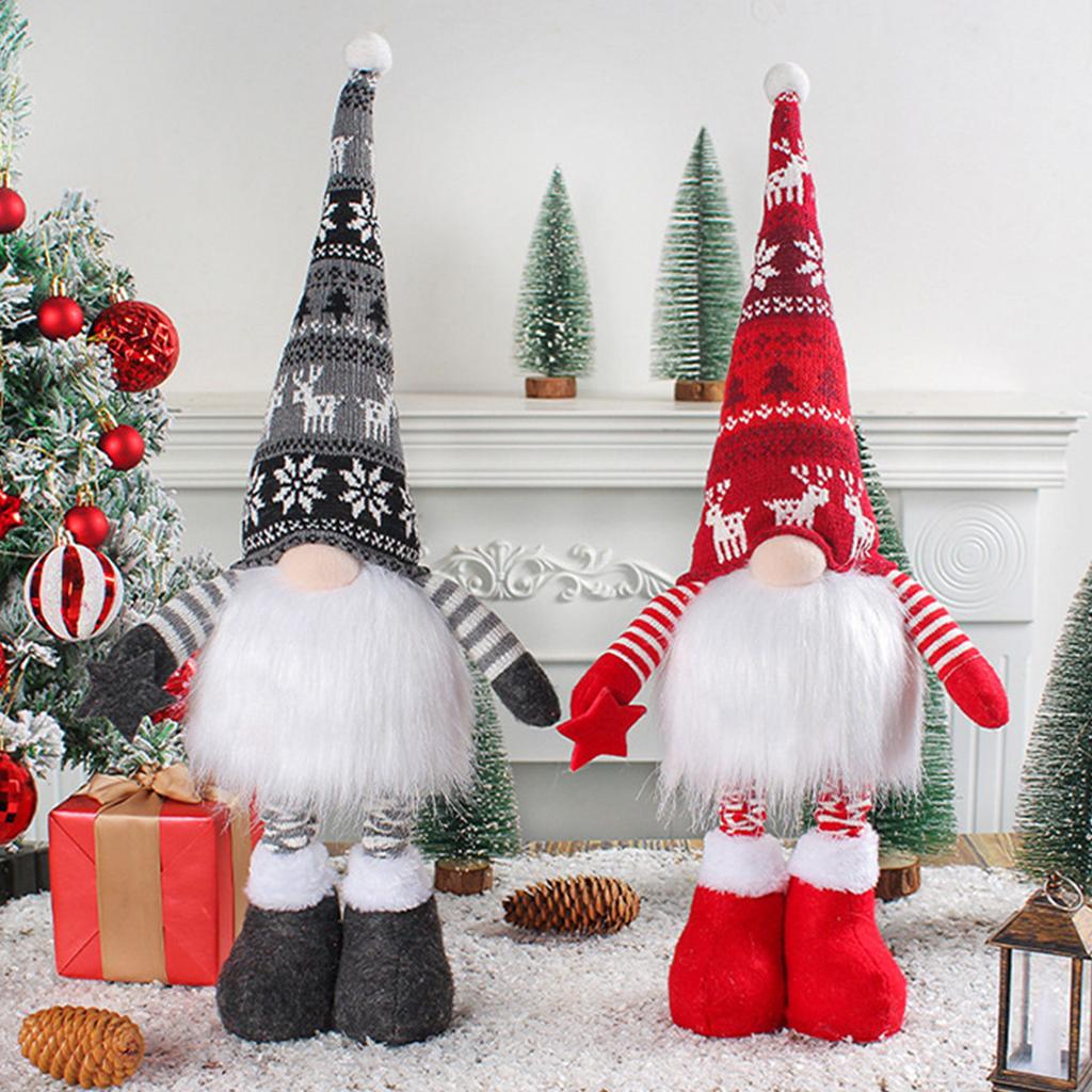 Christmas Gnomes Glowing Faceless Dolls Plush Dwarfs Decorations Handmade Scandinavian Tomtes Ornament New Year Decor