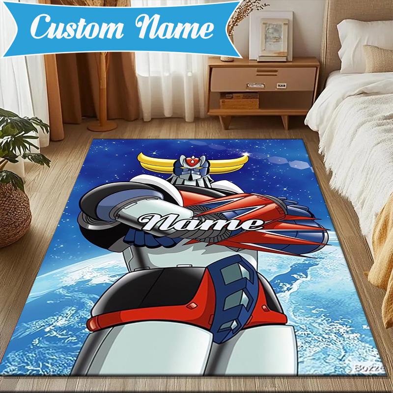 Custom Name Robot Dreams Space Rug Game Carpet, Floor Mat for Bedroom Living Room Entryway Rug, Home Decor Idea Gift for Christmas birthday