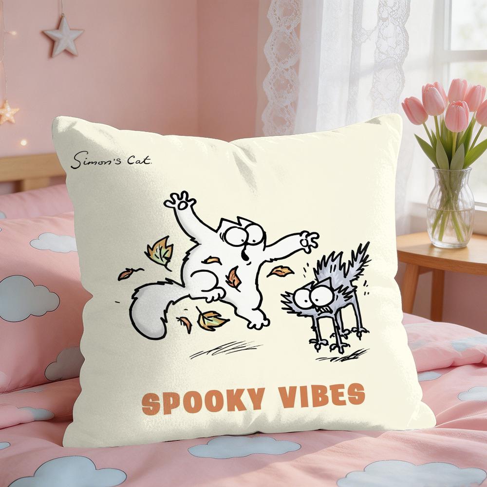 SSimonsCat Cute Cushion Cover Square Short Plush Pillow Case Living Room Sofa Home Decor Funda X