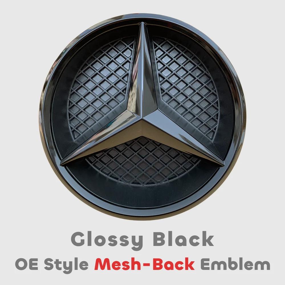 Front Grille Star Logo 3D Mirror Emblem With LED Lighting Chrome Silver Glossy Black For Mercedes Benz E-Class W213 16-20 BB1
