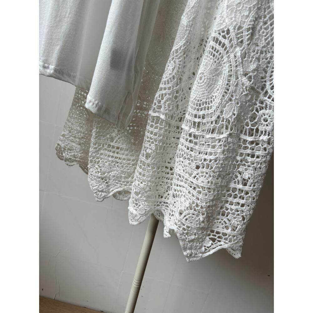 Dimanaf 2025 Новая праздничная юбка женская вязаная кружевная длинная однотонная ажурная сексуальная ажурная летняя стильная базовая юбка