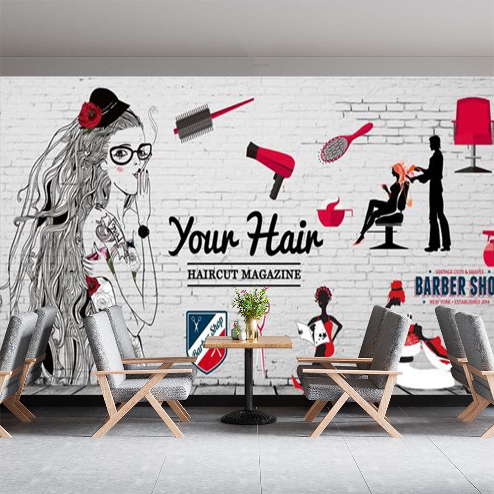 Beauty Barber Shop 3d Wall Murals Background Wallpaper, Modern Beauty Salon Removable Murals, Suitable For Barber Shop Wall Painting