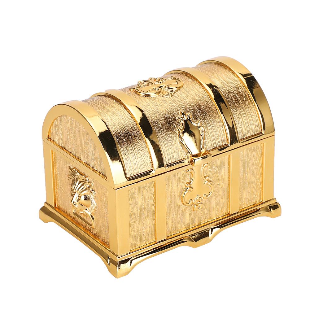 Golden European Style Retro Treasure Chest Jewelry Box Pirate Style Jewelry Container