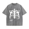 Retro Washed Vintage T-Shirt Blsack Tops Skeleton T-Shirt High Quality T Shirts Summer Oversized Short Sleeve Clothes