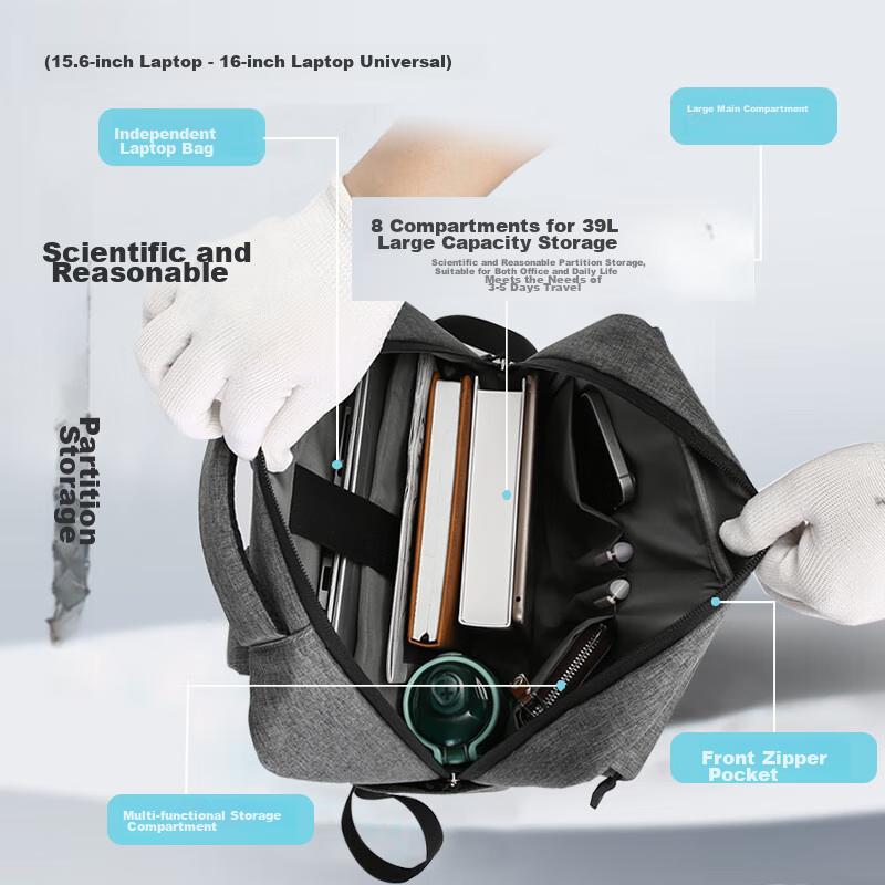 BRINCH Laptop Backpack for Men And Women, Business 15.6-Inch Large Capacity Travel Computer Bag
