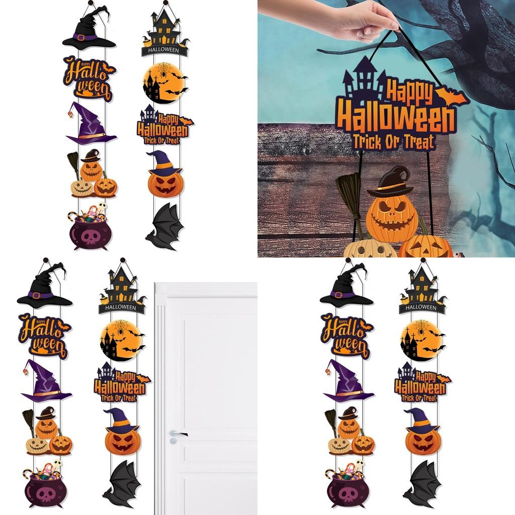Halloween Party Door Hanger With Paper Pumpkin And Bat Design For Indoor And Outdoor Use